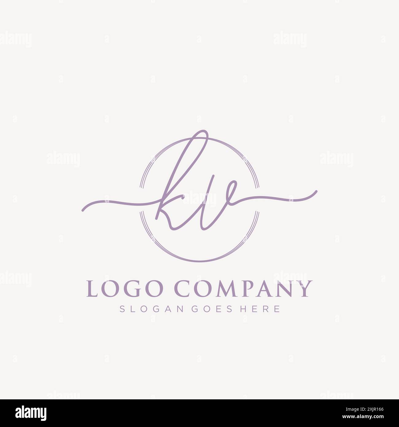 KV Initial handwriting with brush circle logo Stock Vector