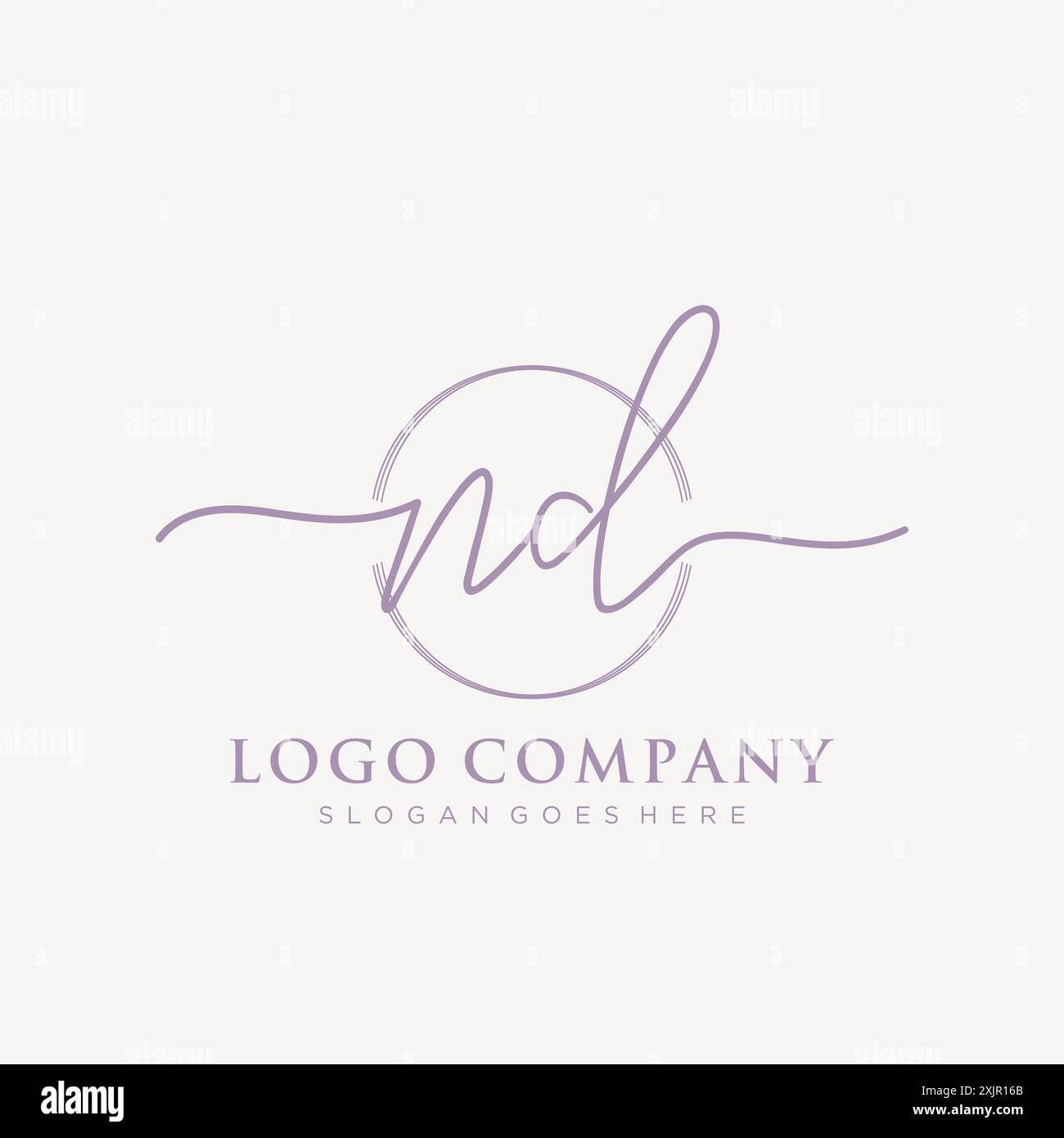 ND Initial handwriting with brush circle logo Stock Vector
