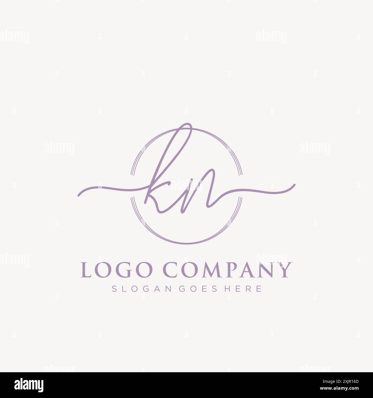 KN Initial handwriting with brush circle logo Stock Vector
