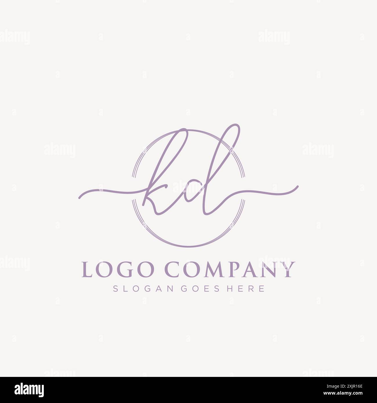 KD Initial handwriting with brush circle logo Stock Vector