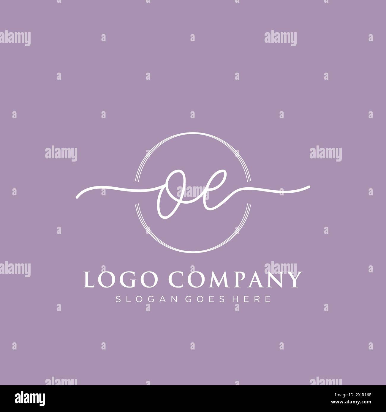 OE Initial handwriting with brush circle logo Stock Vector