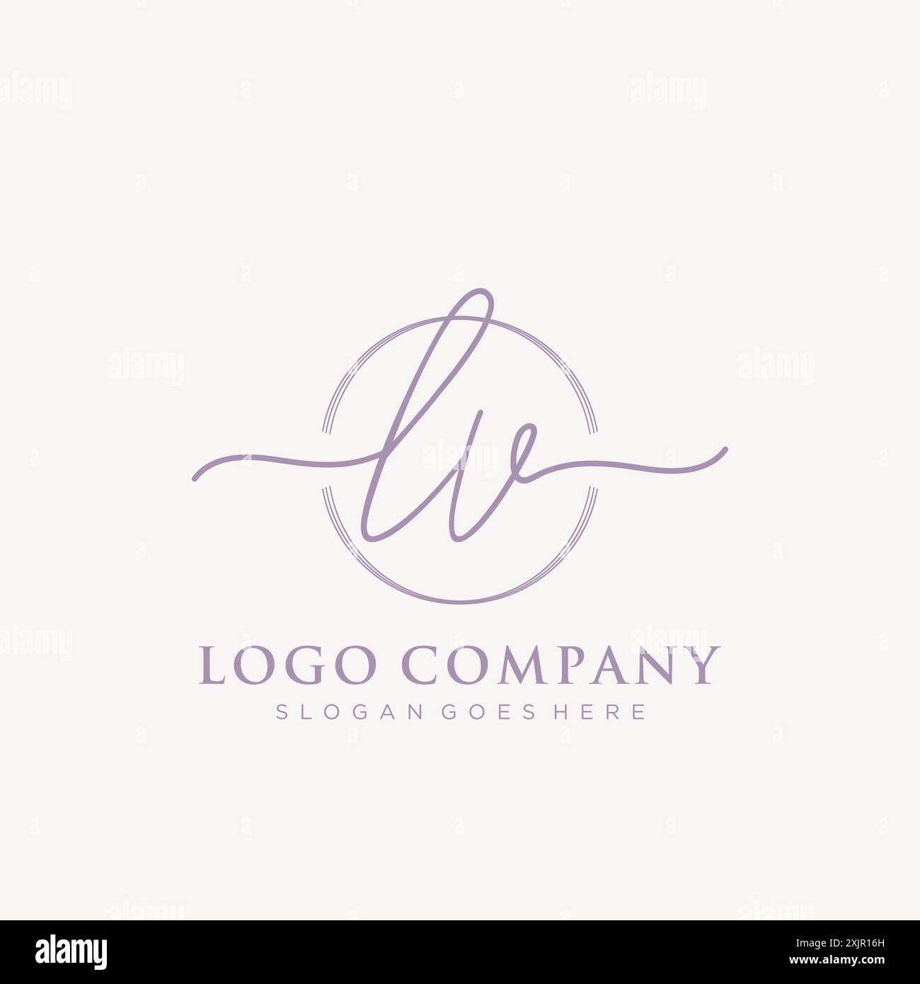 LV Initial handwriting with brush circle logo Stock Vector