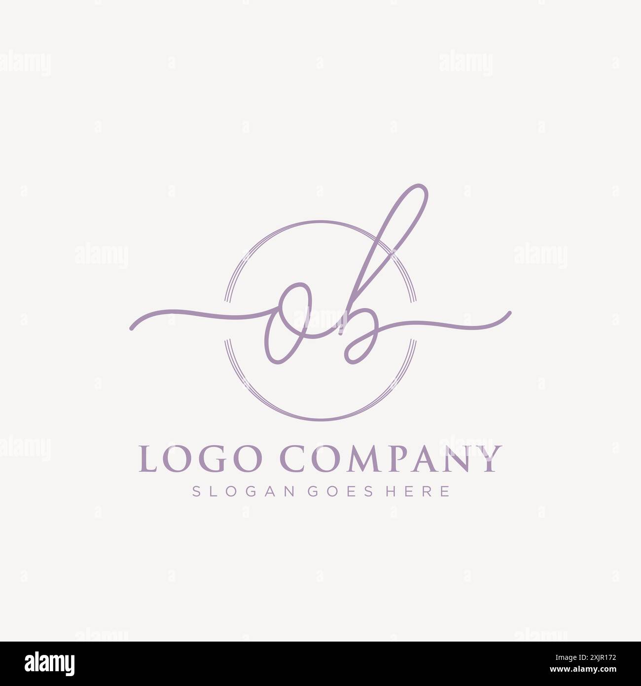OB Initial handwriting with brush circle logo Stock Vector