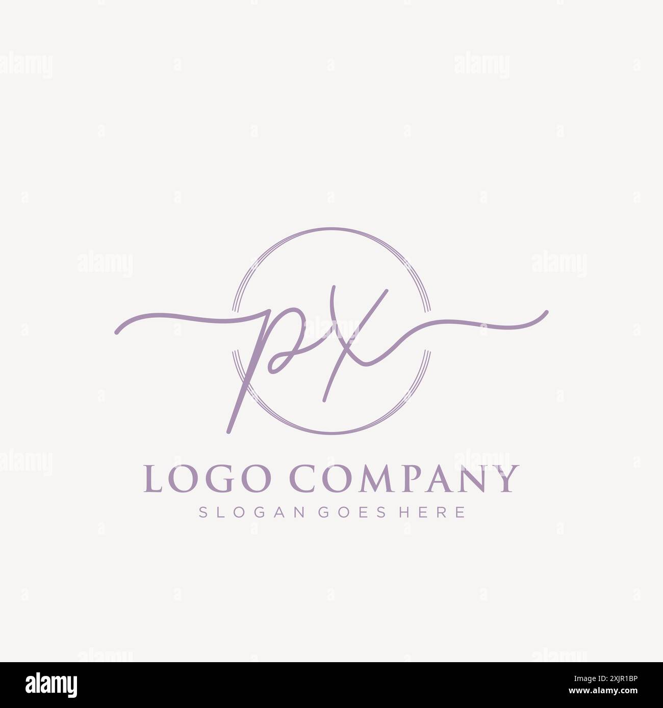 PX Initial handwriting with brush circle logo Stock Vector
