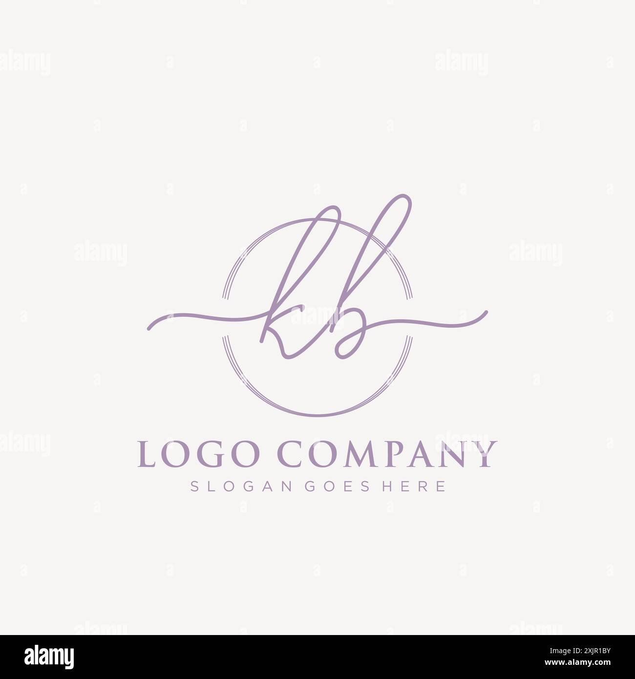 KB Initial handwriting with brush circle logo Stock Vector