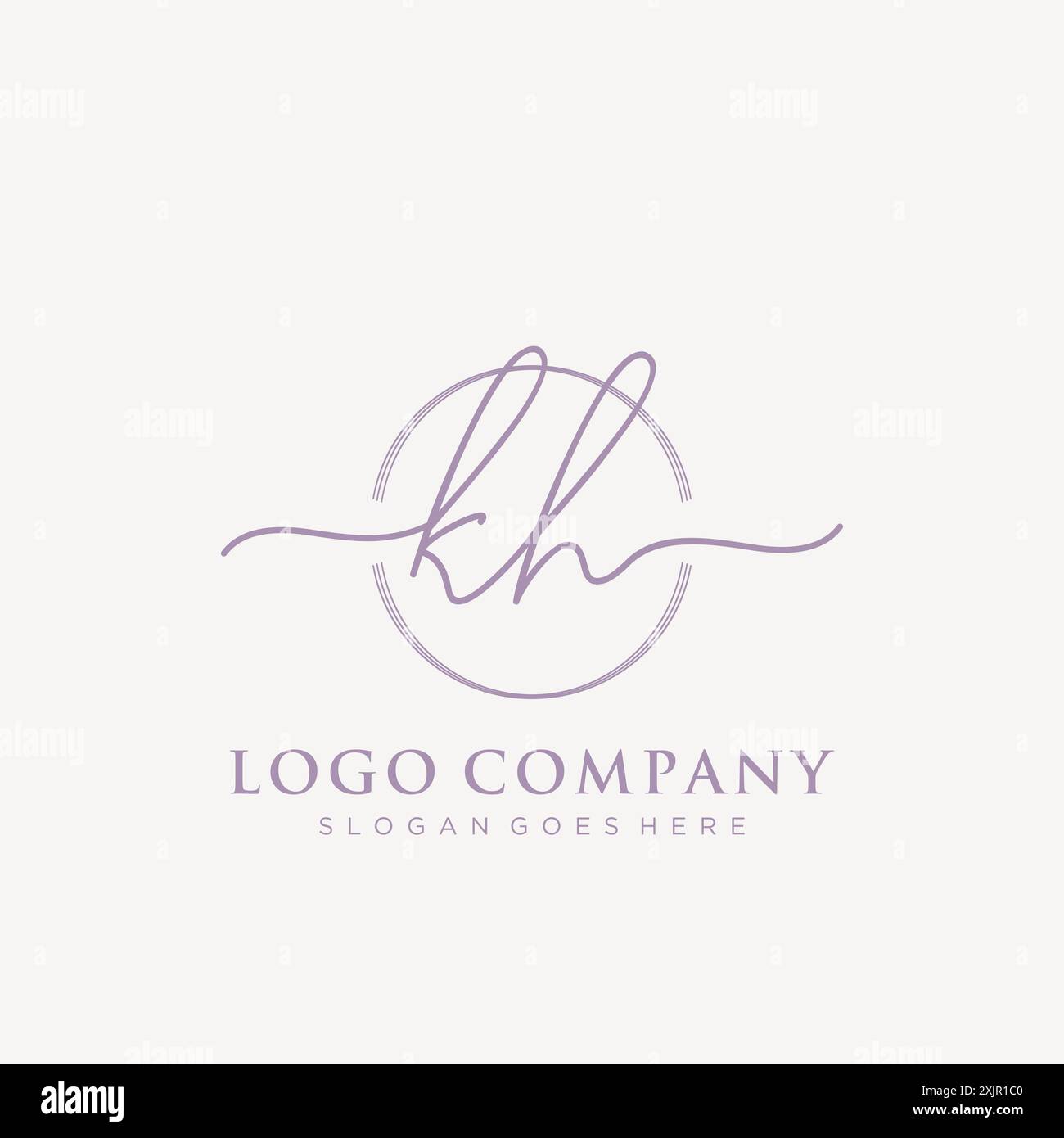 KH Initial handwriting with brush circle logo Stock Vector
