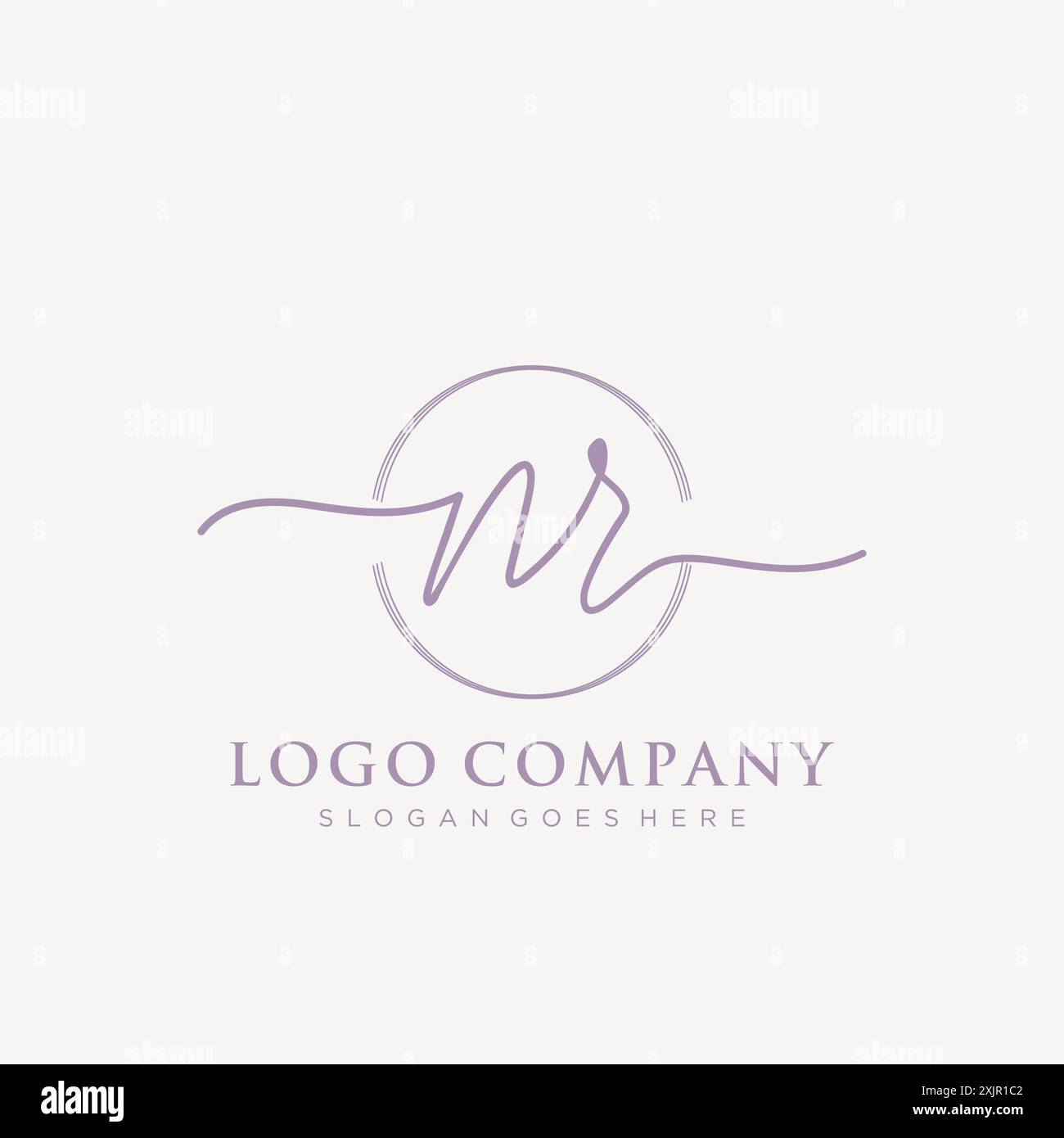 NR Initial handwriting with brush circle logo Stock Vector