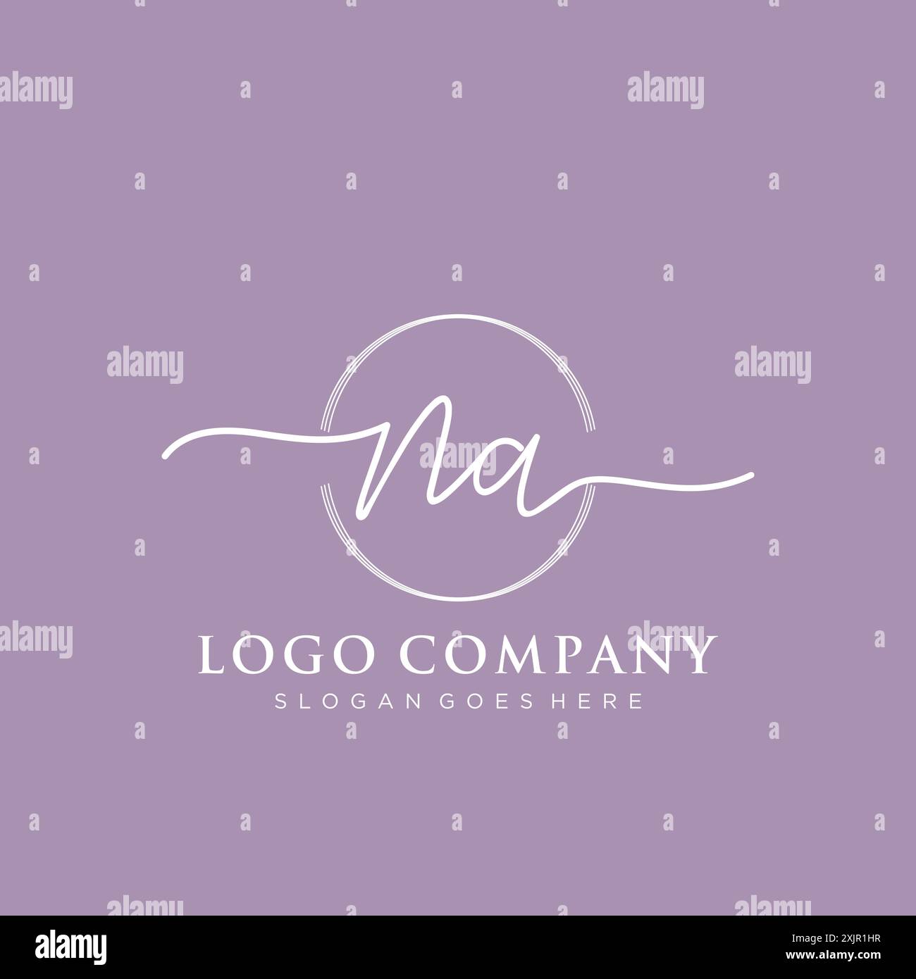NA Initial handwriting with brush circle logo Stock Vector