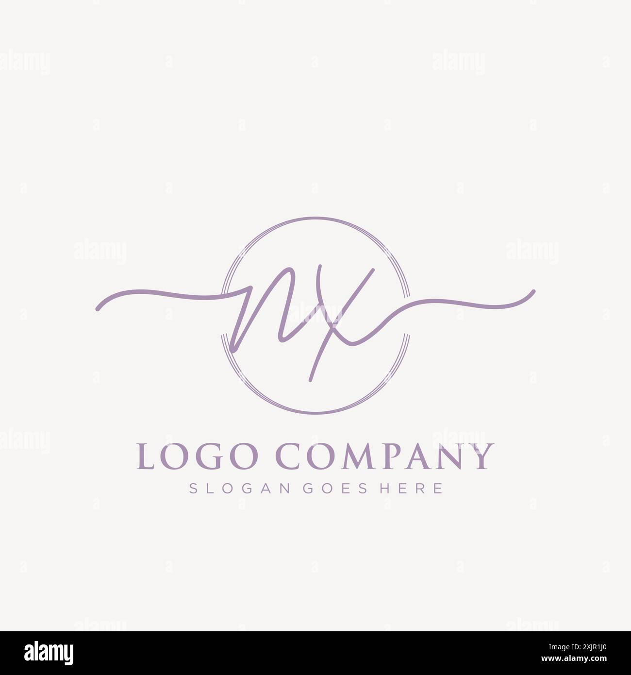 NX Initial handwriting with brush circle logo Stock Vector
