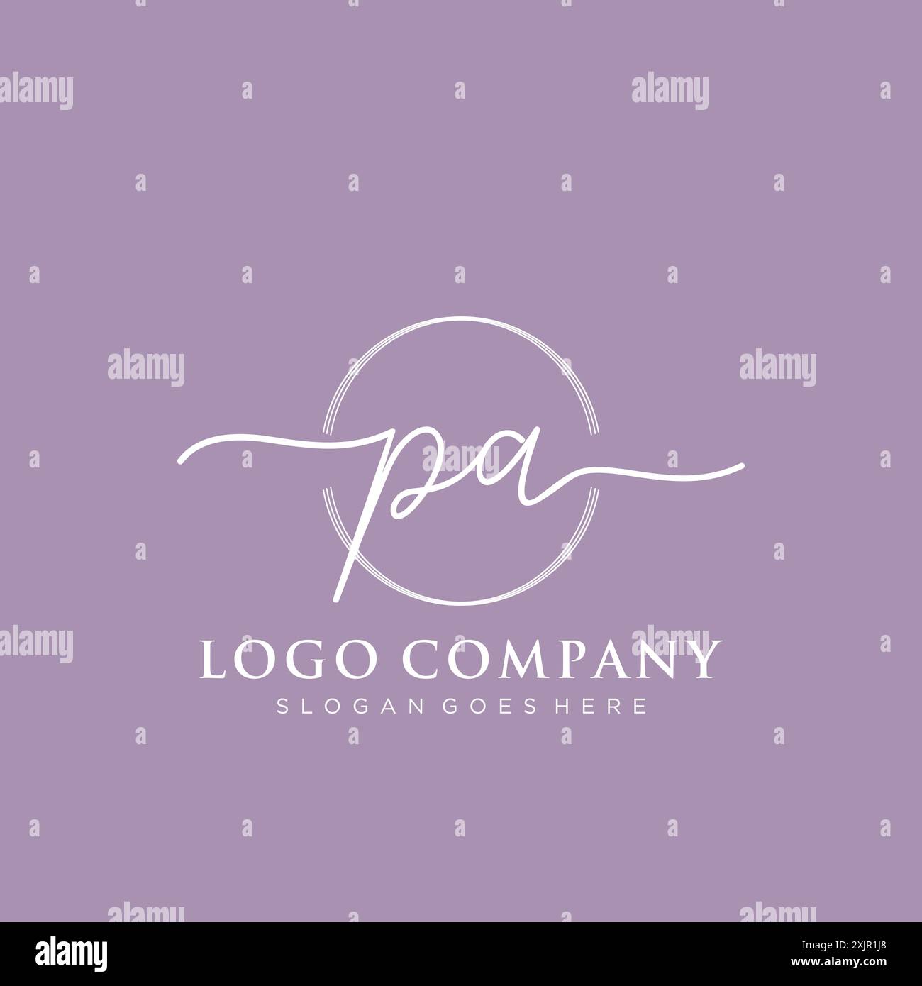 PA Initial handwriting with brush circle logo Stock Vector