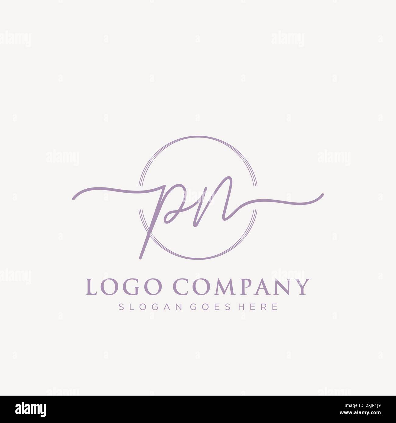 PN Initial handwriting with brush circle logo Stock Vector