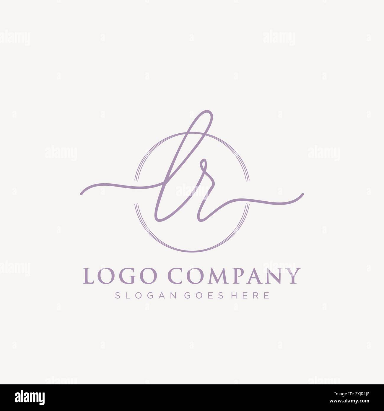 LR Initial handwriting with brush circle logo Stock Vector