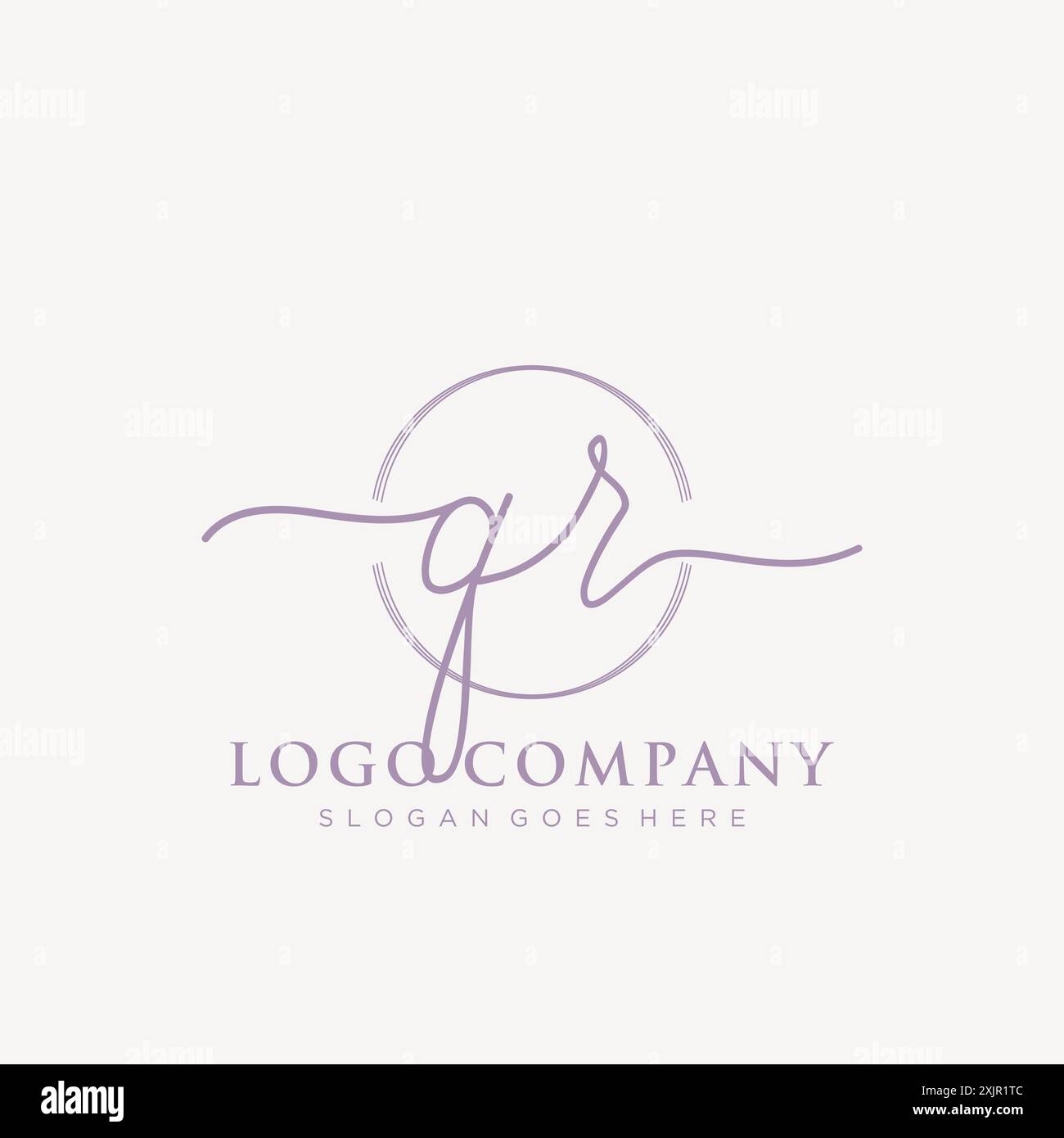 QR Initial handwriting with brush circle logo Stock Vector