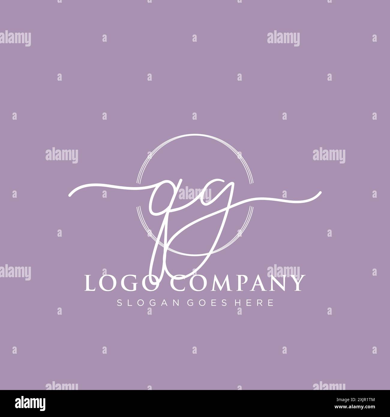 QG Initial handwriting with brush circle logo Stock Vector