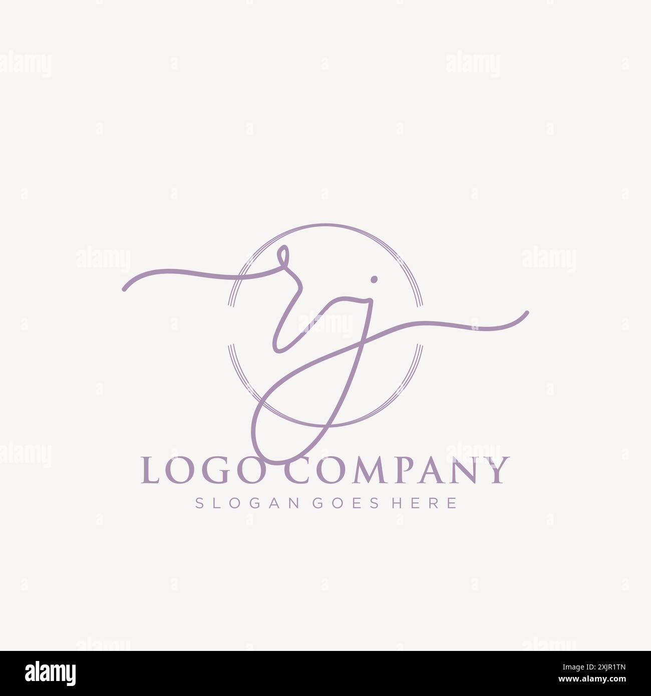 RJ Initial handwriting with brush circle logo Stock Vector