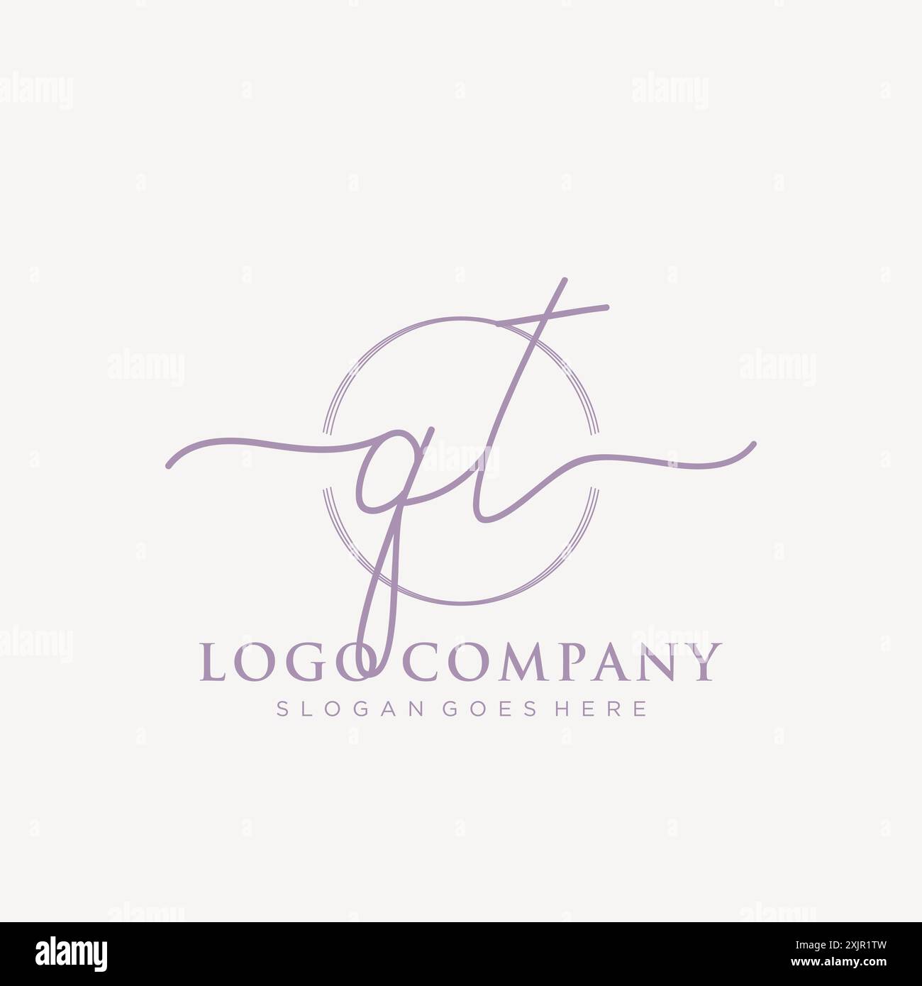 QT Initial handwriting with brush circle logo Stock Vector