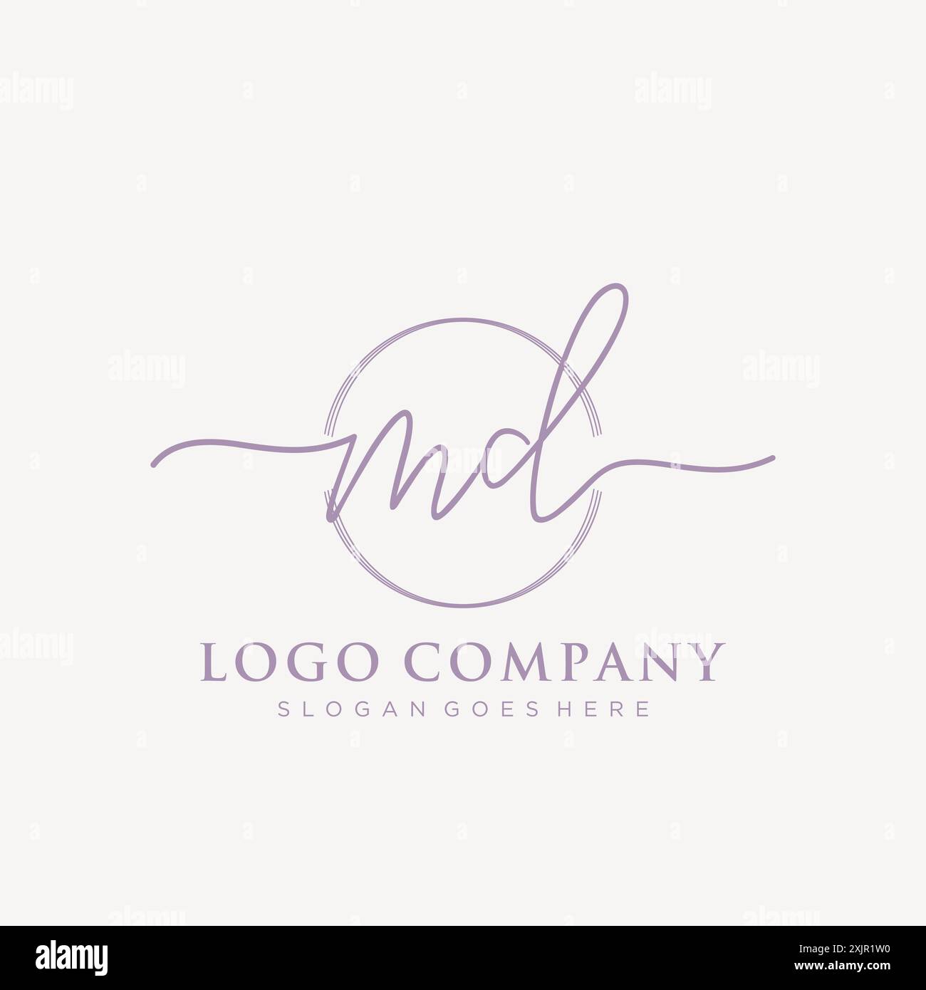 MD Initial handwriting with brush circle logo Stock Vector