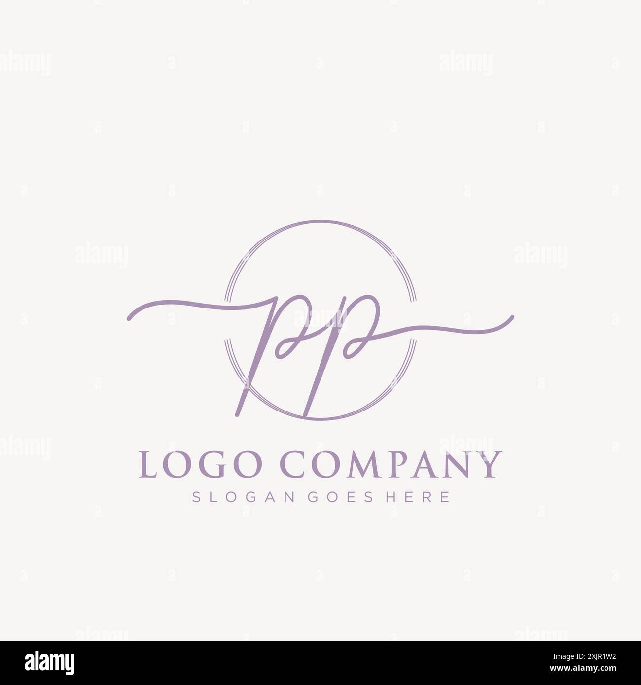 PP Initial handwriting with brush circle logo Stock Vector