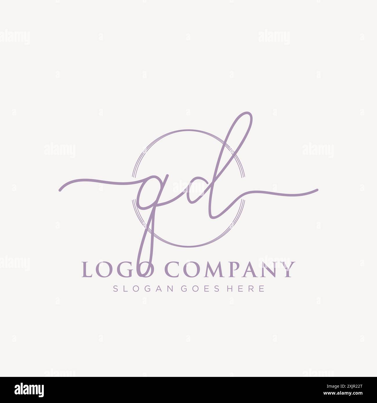 QD Initial handwriting with brush circle logo Stock Vector