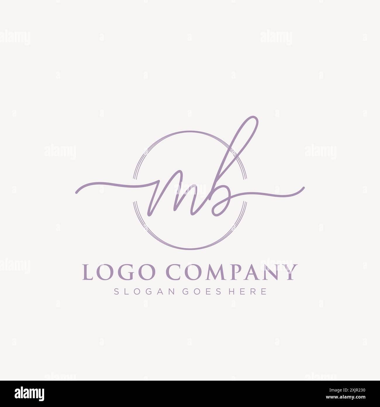 MB Initial handwriting with brush circle logo Stock Vector