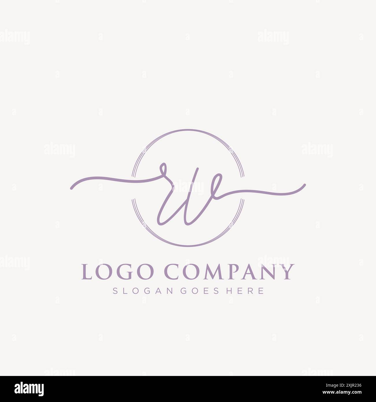 RV Initial handwriting with brush circle logo Stock Vector