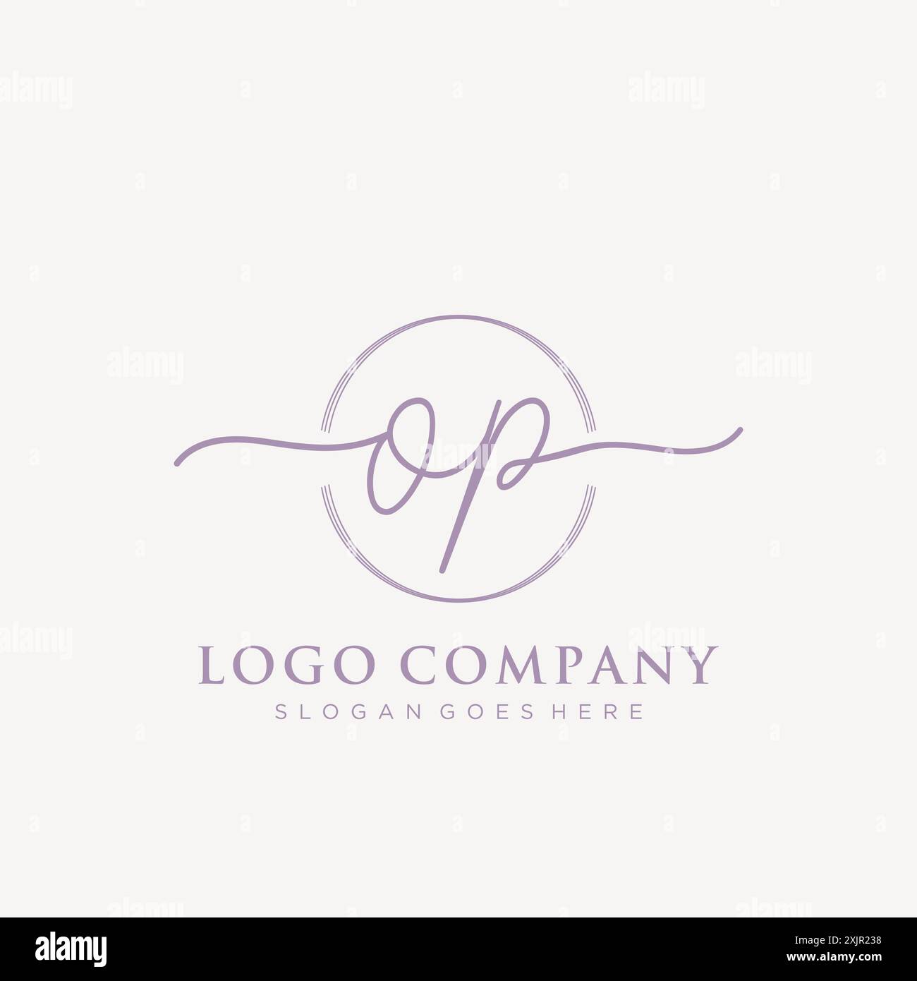 OP Initial handwriting with brush circle logo Stock Vector