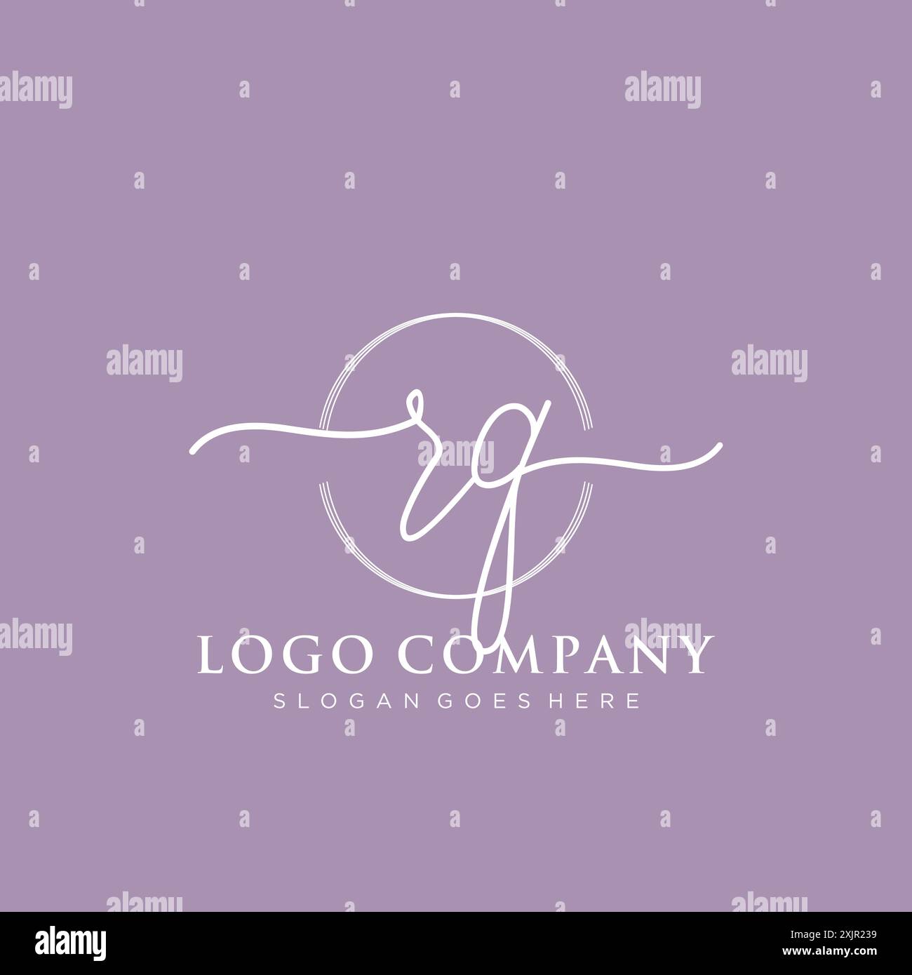 RQ Initial handwriting with brush circle logo Stock Vector