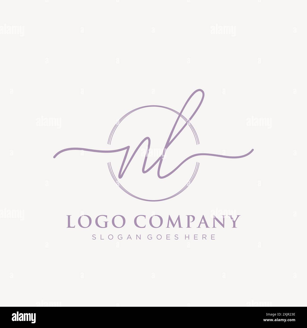 NL Initial handwriting with brush circle logo Stock Vector