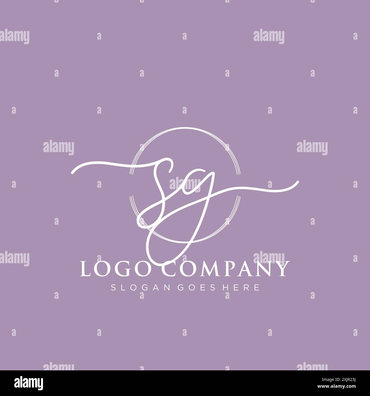 SG Initial handwriting with brush circle logo Stock Vector
