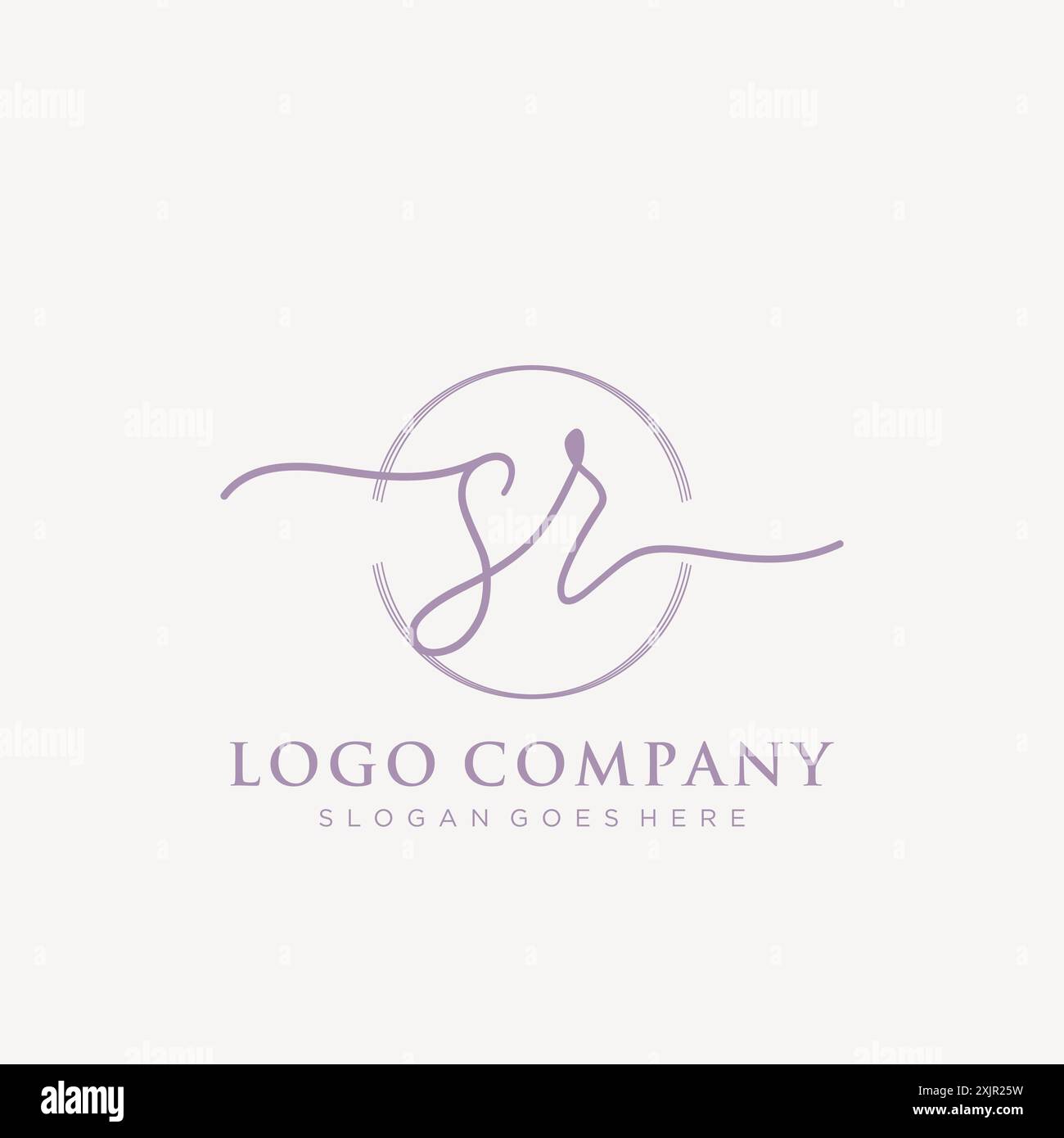 SR Initial handwriting with brush circle logo Stock Vector