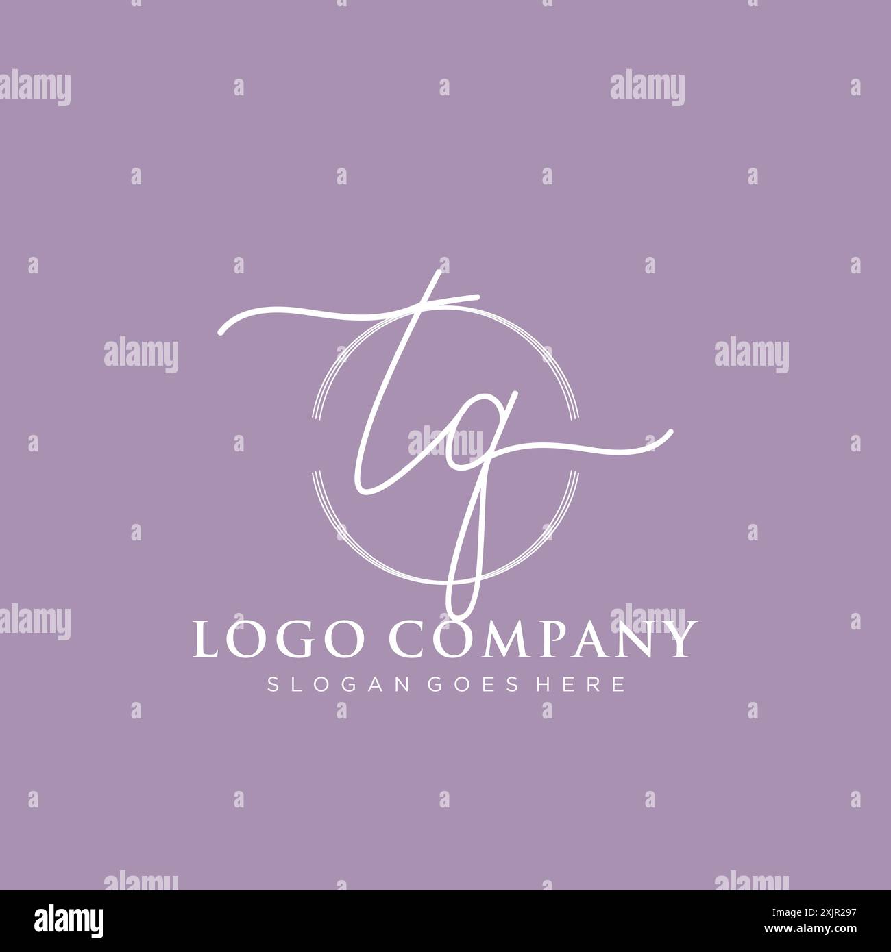 TQ Initial handwriting with brush circle logo Stock Vector