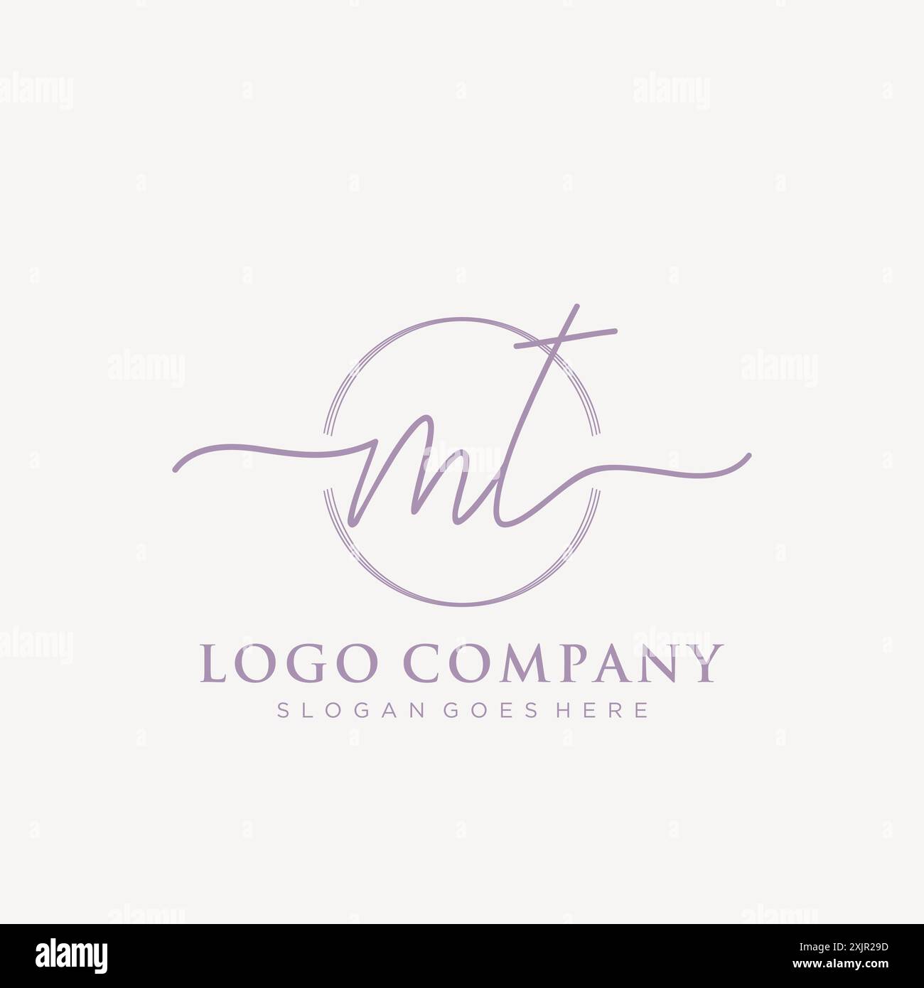 MT Initial handwriting with brush circle logo Stock Vector