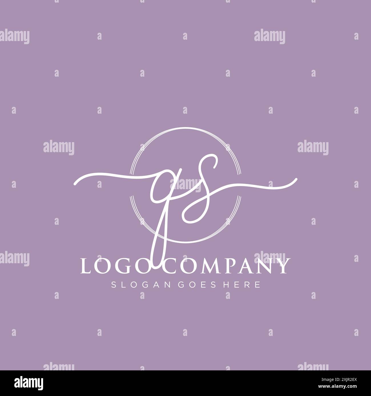 QS Initial handwriting with brush circle logo Stock Vector