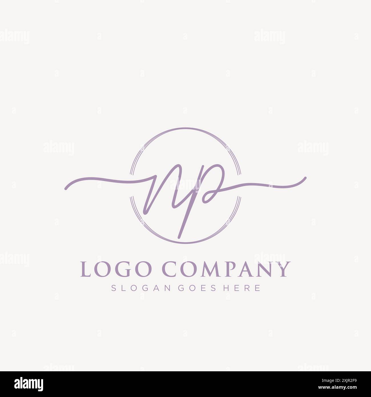 NP Initial handwriting with brush circle logo Stock Vector