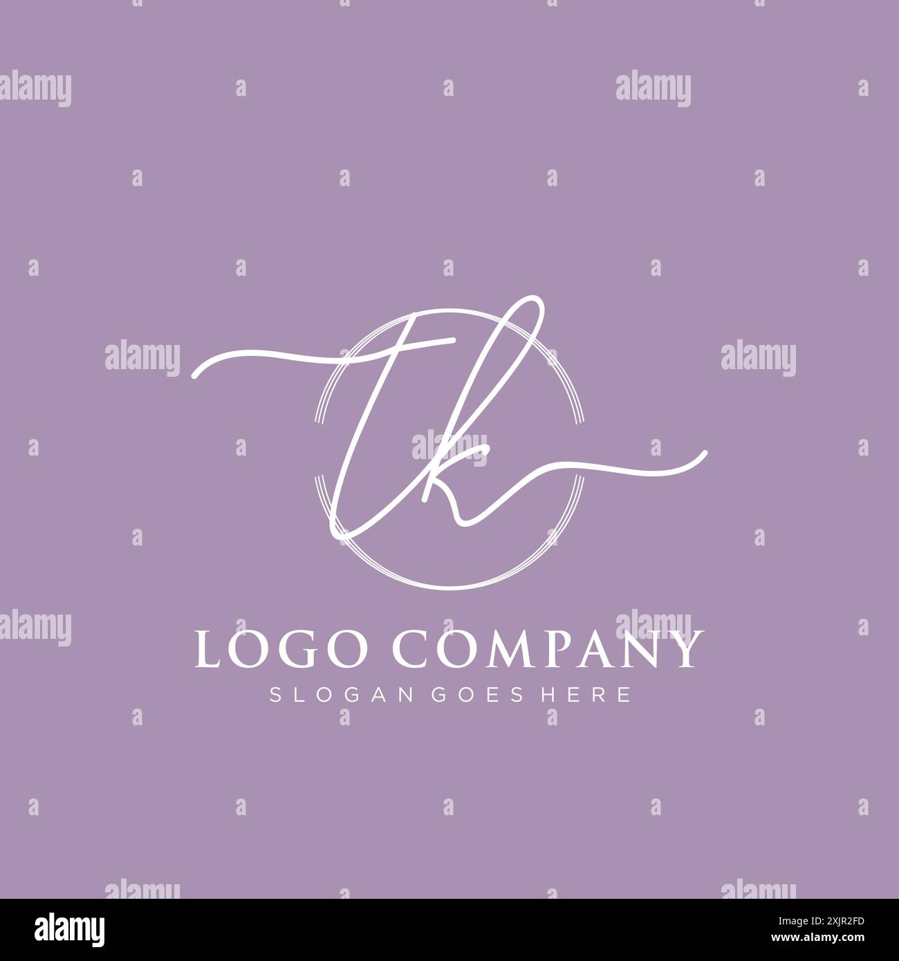 TK Initial handwriting with brush circle logo Stock Vector