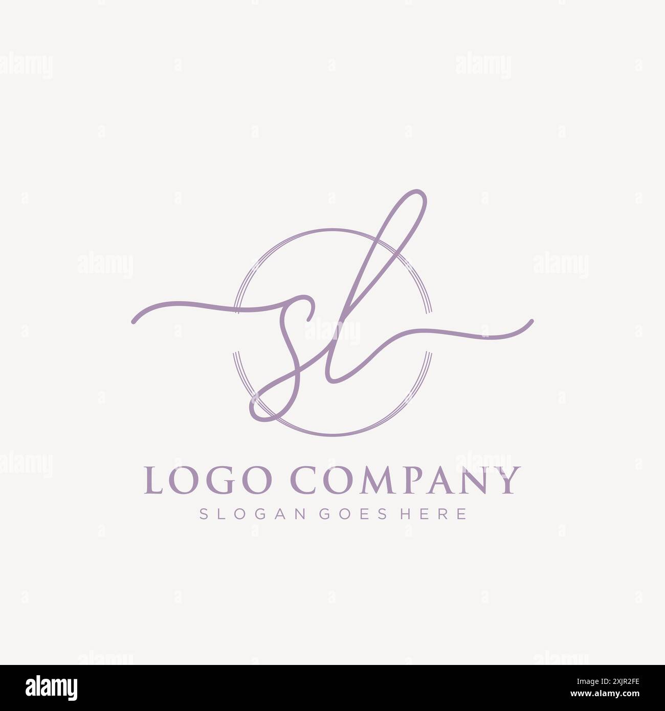 SL Initial handwriting with brush circle logo Stock Vector
