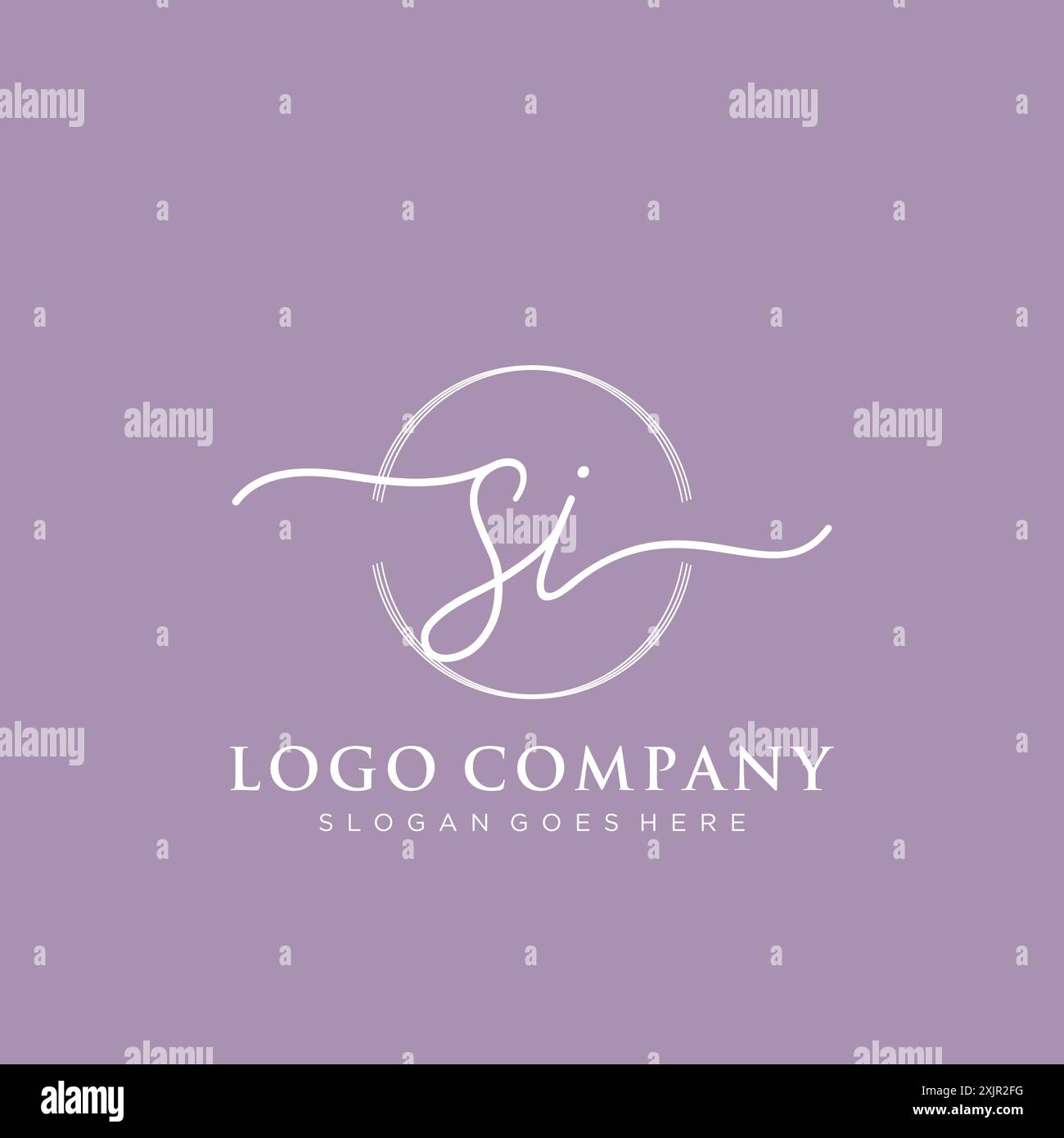 SI Initial handwriting with brush circle logo Stock Vector