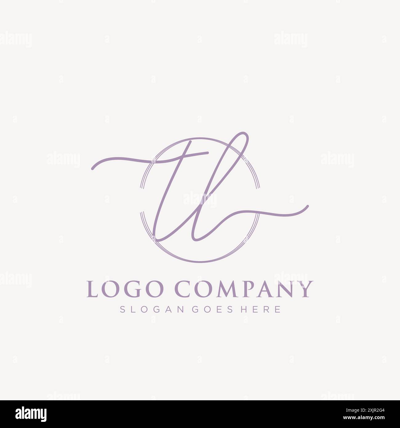 TL Initial handwriting with brush circle logo Stock Vector