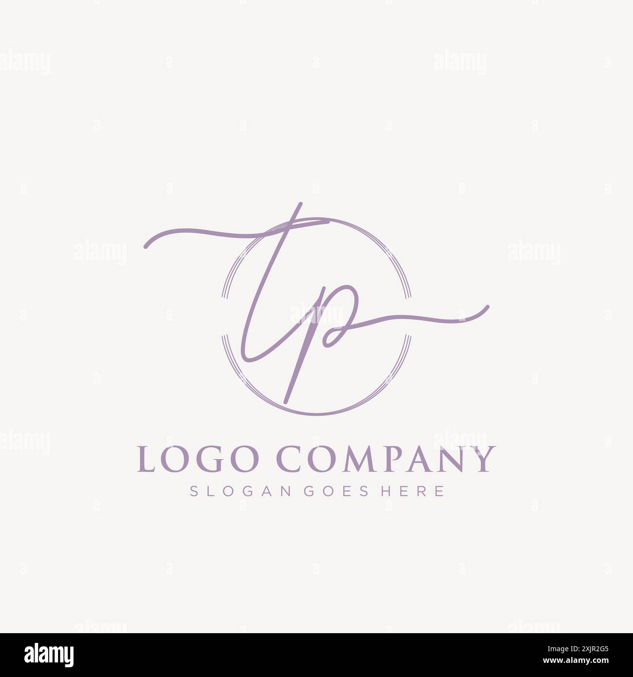 TP Initial handwriting with brush circle logo Stock Vector