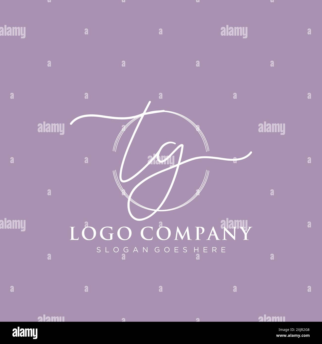 TG Initial handwriting with brush circle logo Stock Vector