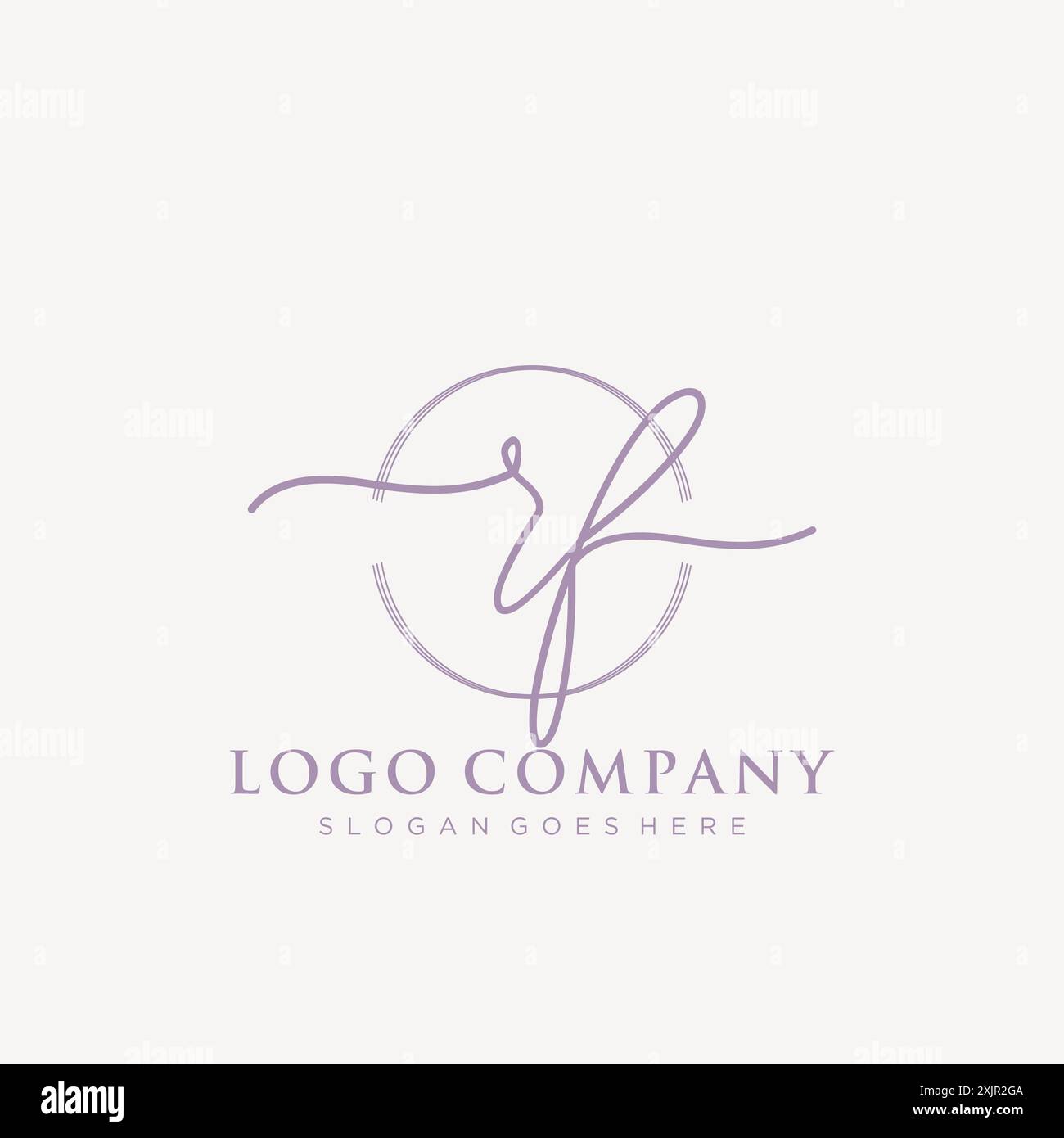 RF Initial handwriting with brush circle logo Stock Vector