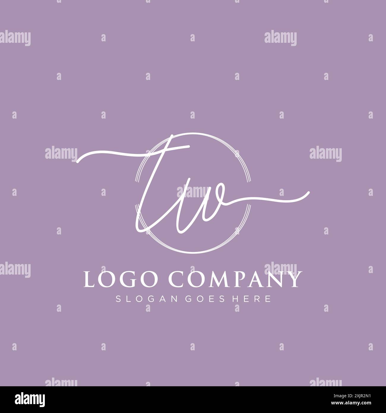 TW Initial handwriting with brush circle logo Stock Vector