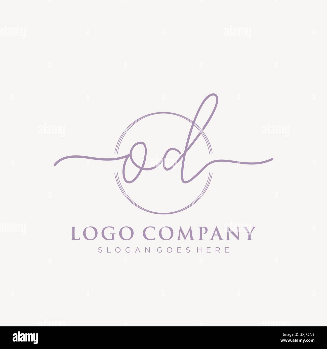 OD Initial handwriting with brush circle logo Stock Vector