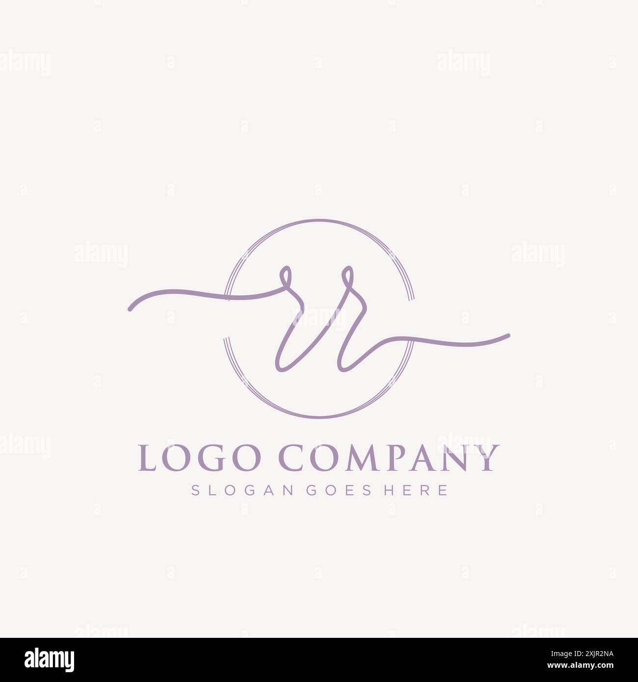 RR Initial handwriting with brush circle logo Stock Vector