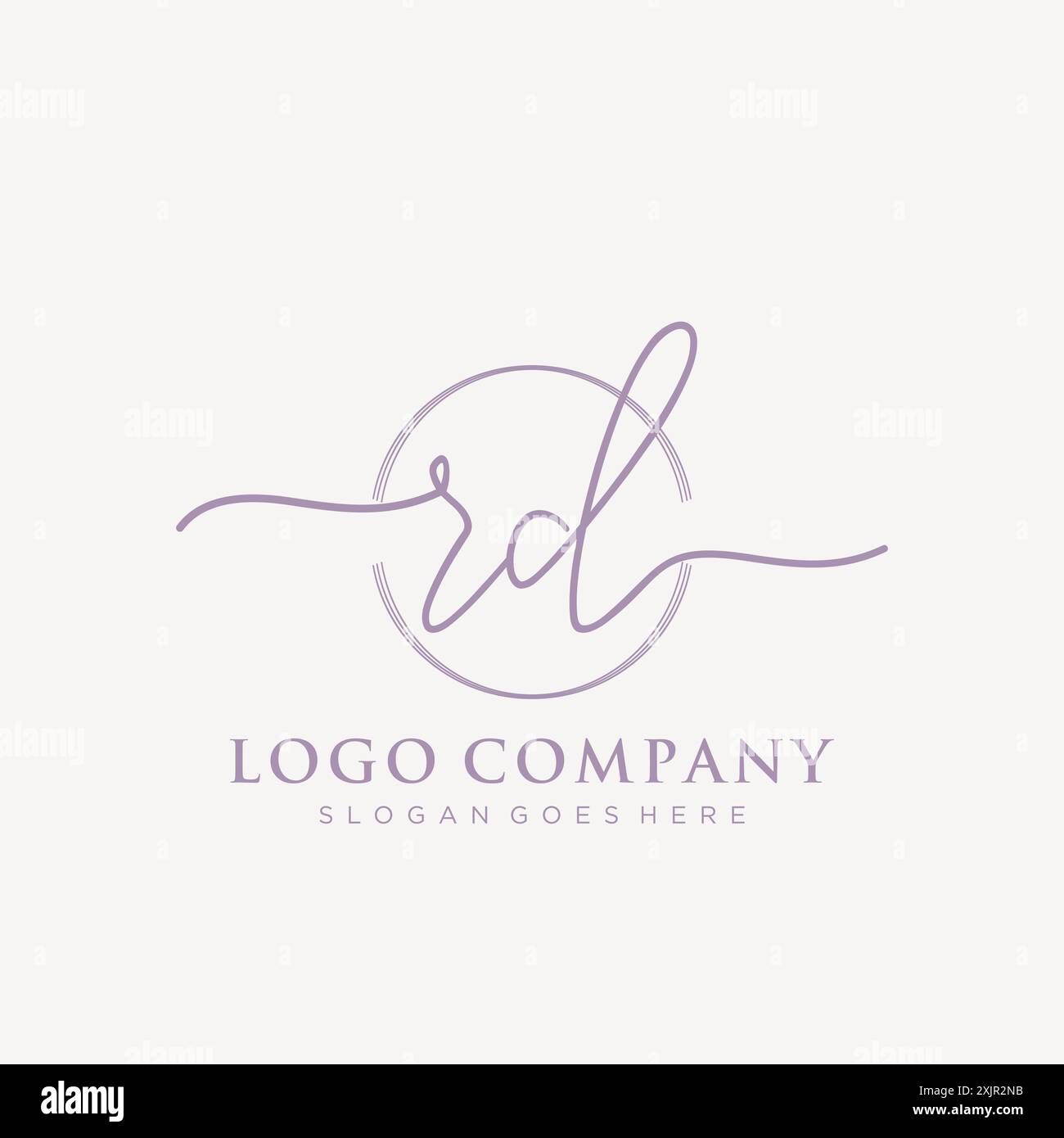 RD Initial handwriting with brush circle logo Stock Vector