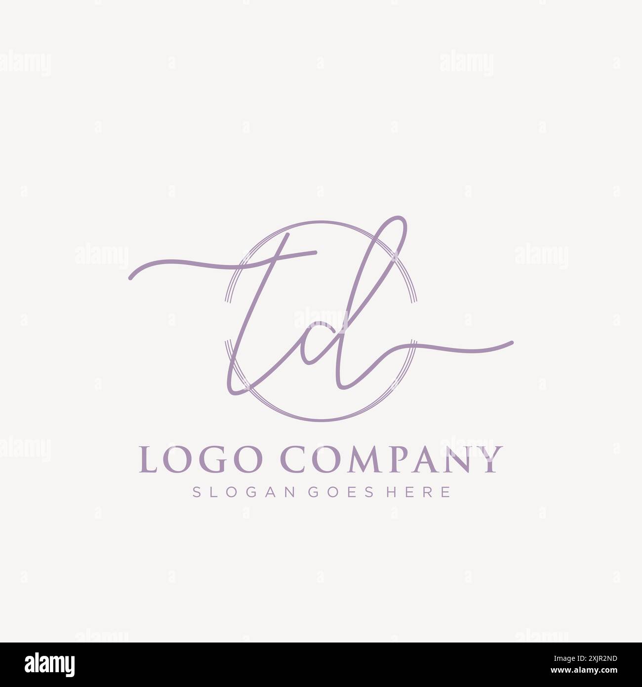 TD Initial handwriting with brush circle logo Stock Vector