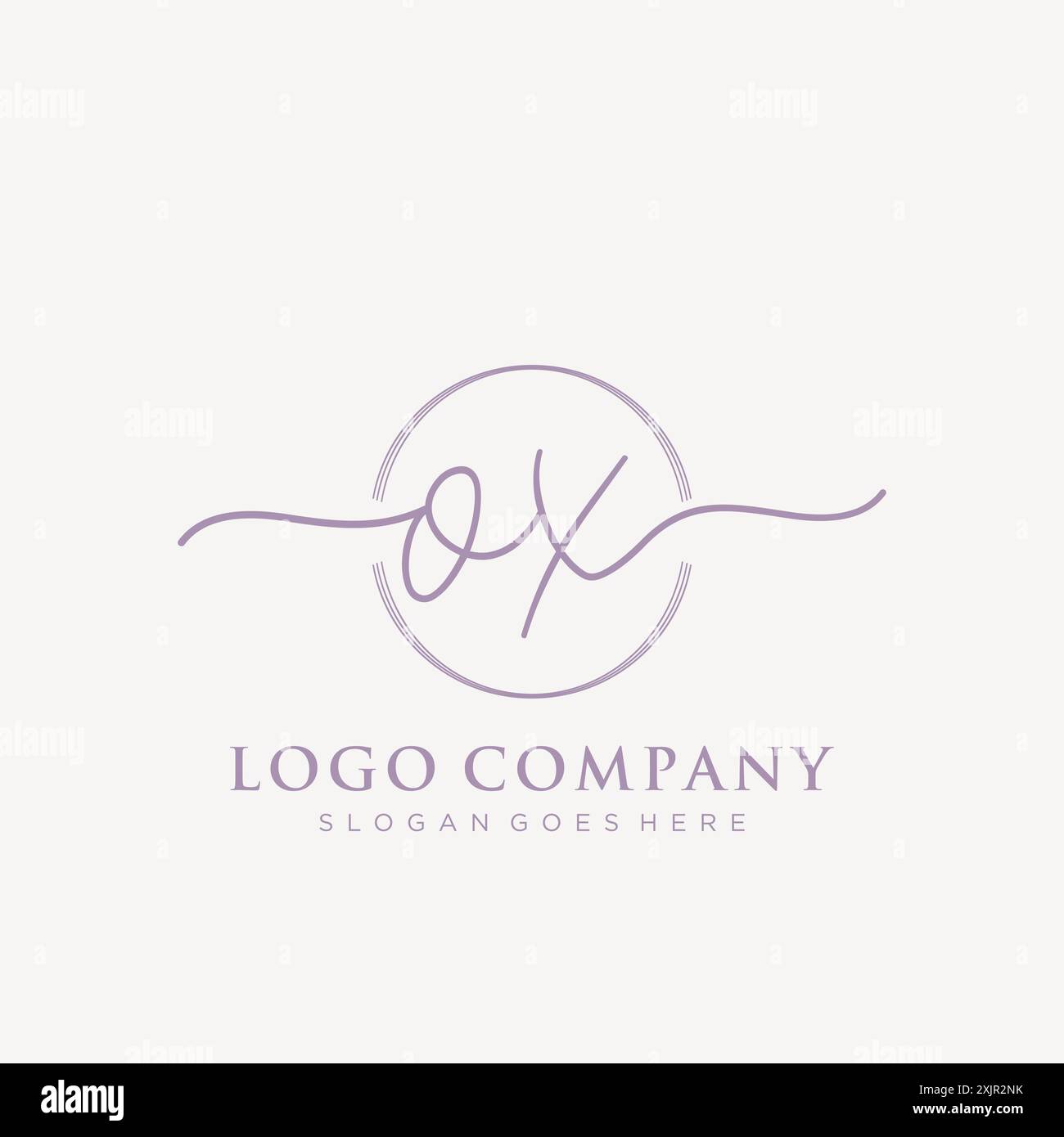 OX Initial handwriting with brush circle logo Stock Vector
