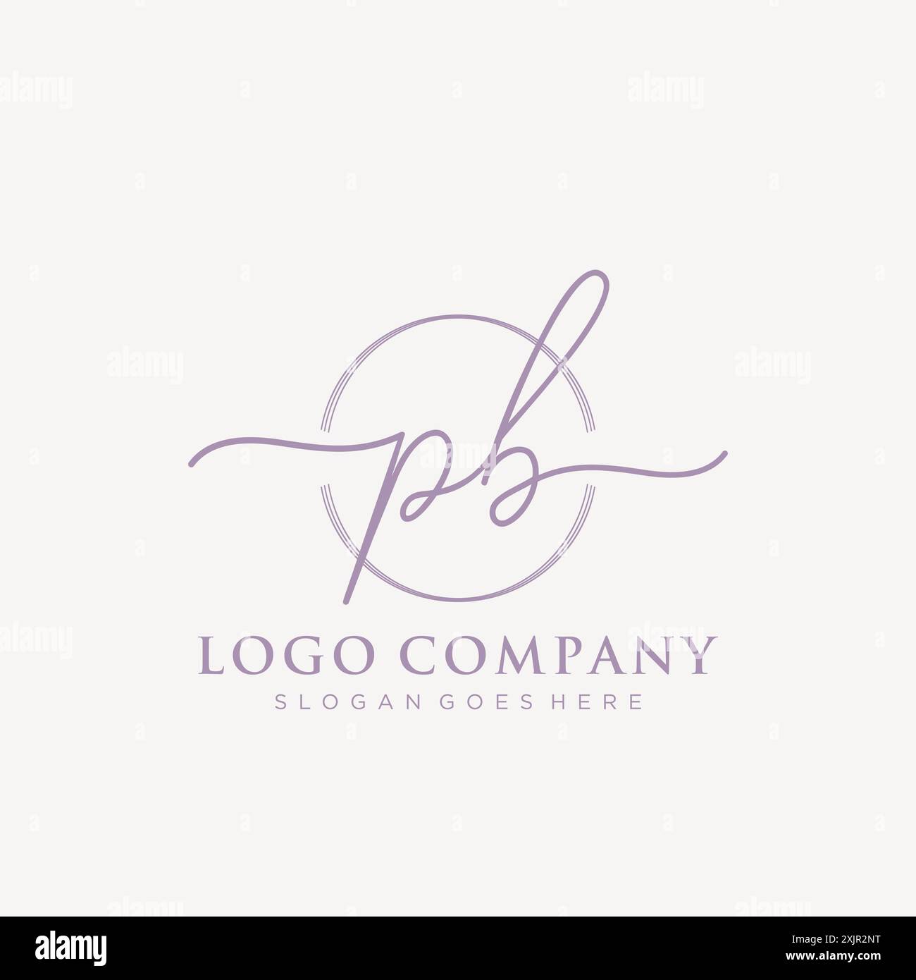 PB Initial handwriting with brush circle logo Stock Vector