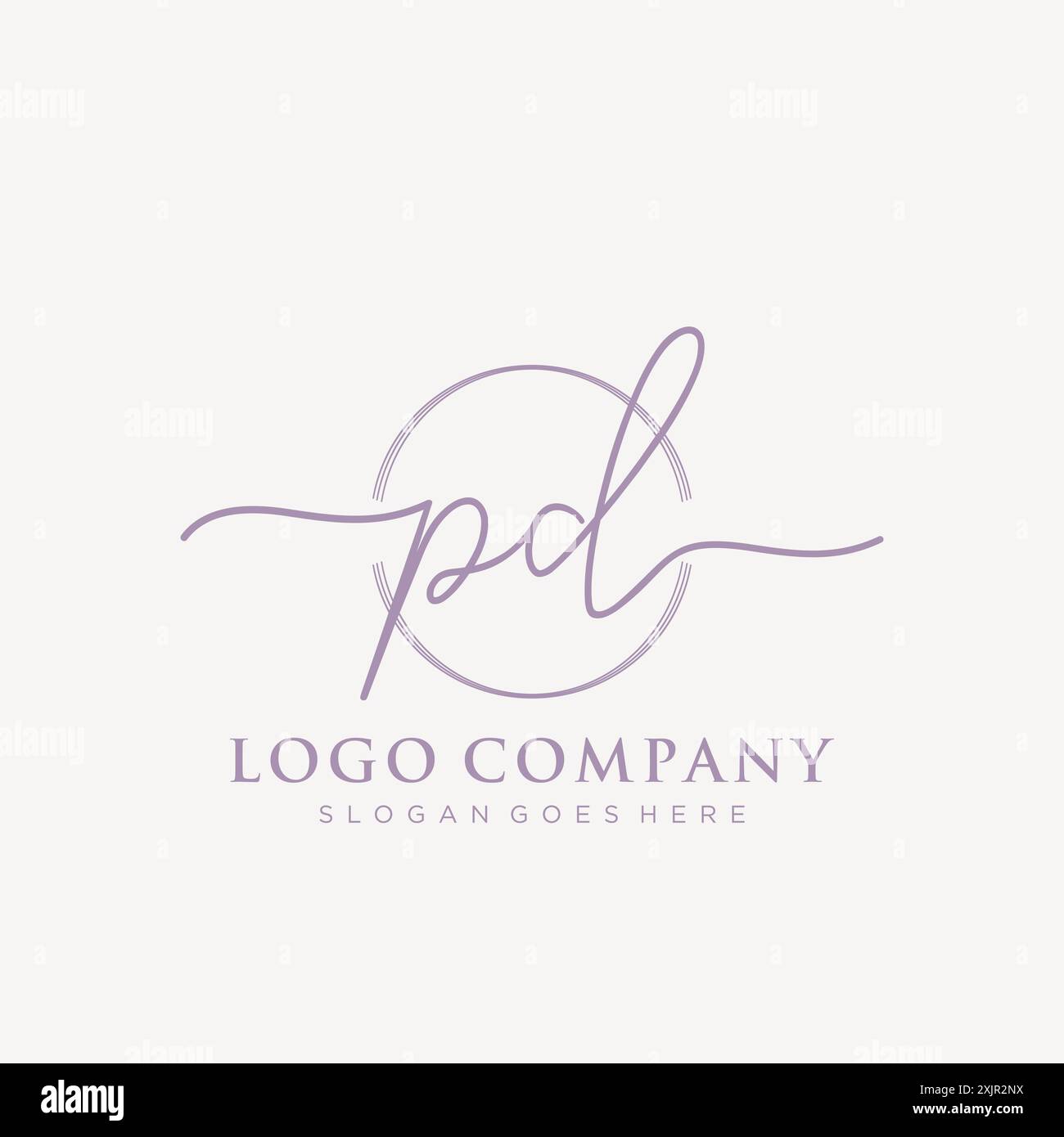 PD Initial handwriting with brush circle logo Stock Vector