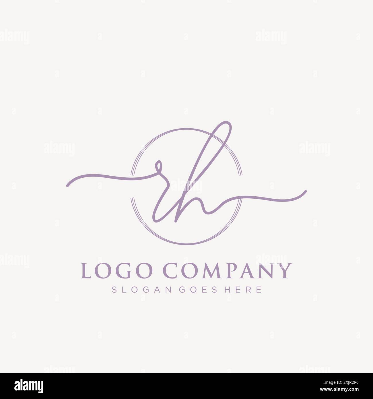 RH Initial handwriting with brush circle logo Stock Vector